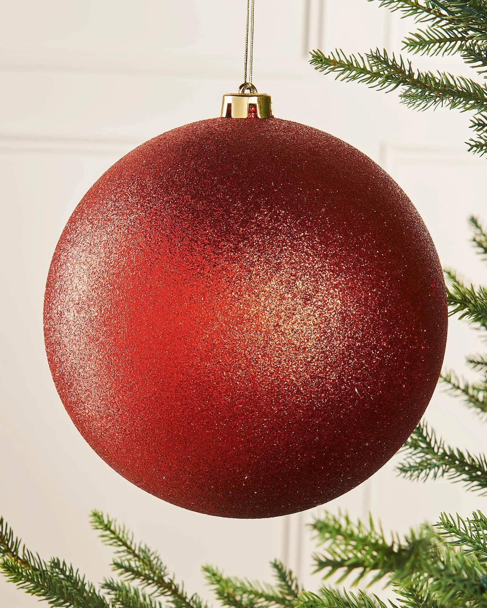 WeRChristmas Red Large Glitter Shatterproof Bauble, 20 Cm