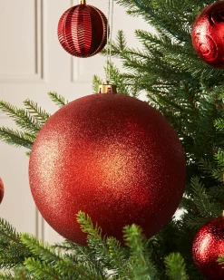 WeRChristmas Red Large Glitter Shatterproof Bauble, 20 Cm