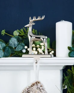 WeRChristmas Reindeer Stocking Holder, Silver, 20 Cm