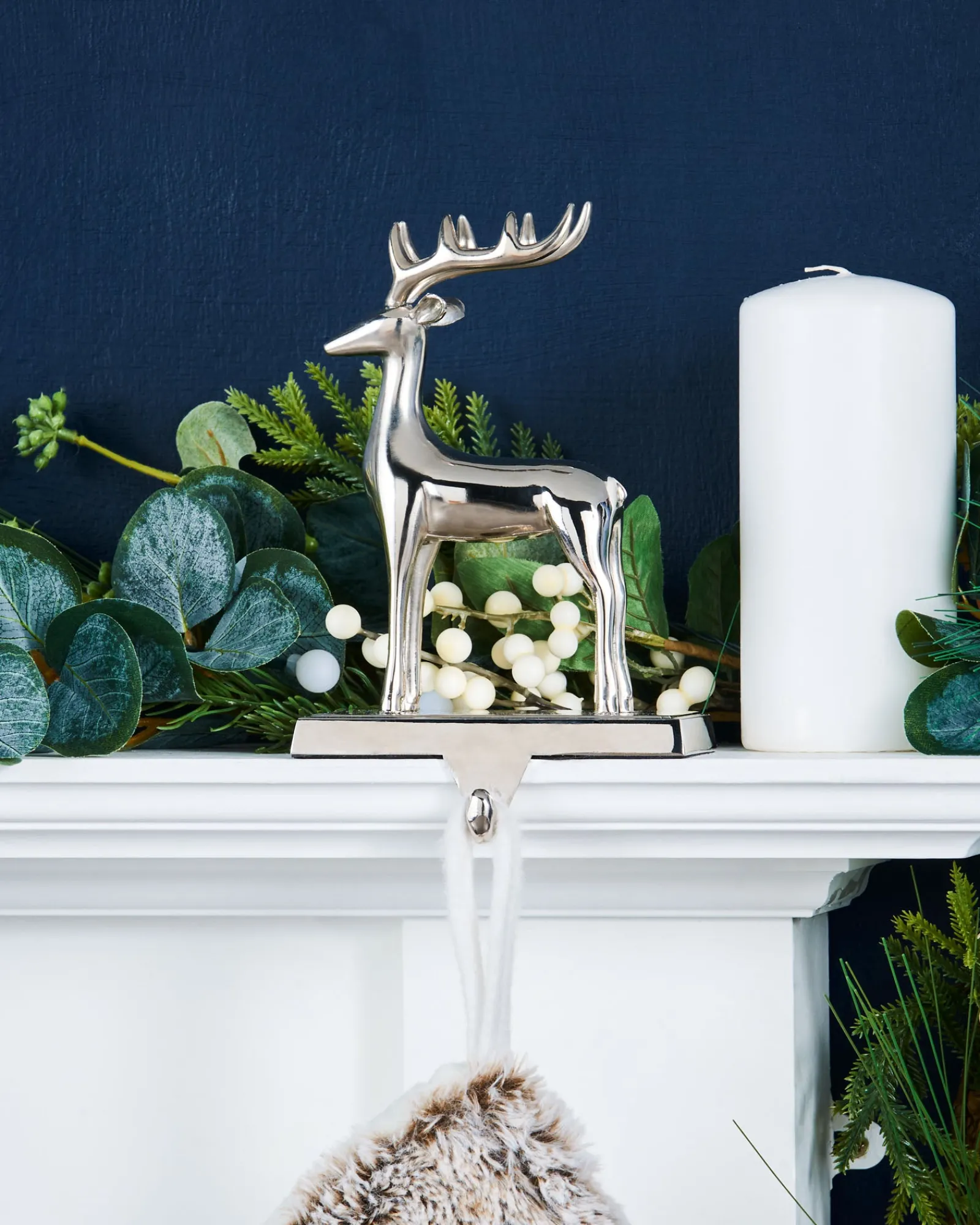 WeRChristmas Reindeer Stocking Holder, Silver, 20 Cm