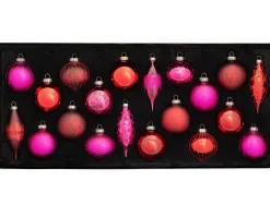WeRChristmas Ruby Glass Baubles, 20 Pack
