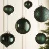 WeRChristmas Sage Green Glass Baubles, 6 Pack, 10 Cm