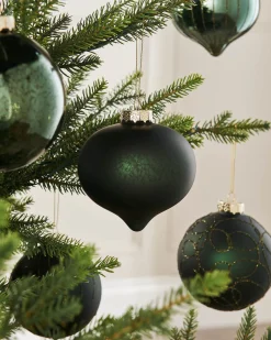WeRChristmas Sage Green Glass Baubles, 6 Pack, 10 Cm