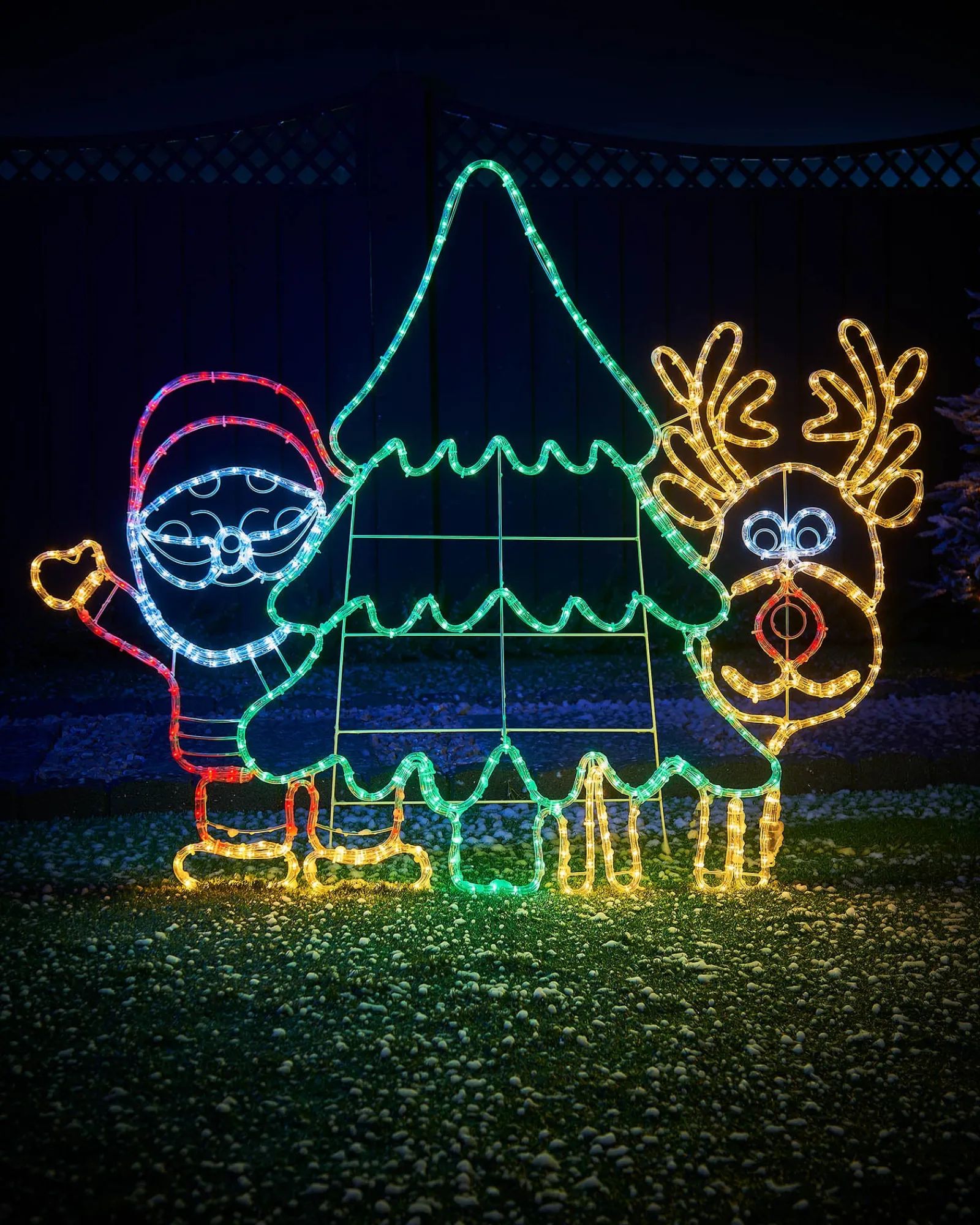 WeRChristmas Santa And Reindeer Rope Light Silhouette, 1.2 M