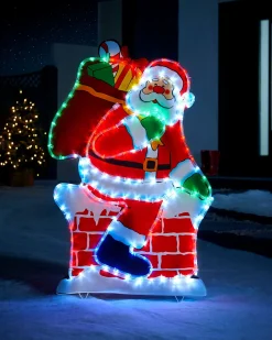 WeRChristmas Santa On Chimney Rope Light Silhouette, 95 Cm