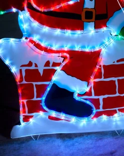 WeRChristmas Santa On Chimney Rope Light Silhouette, 95 Cm