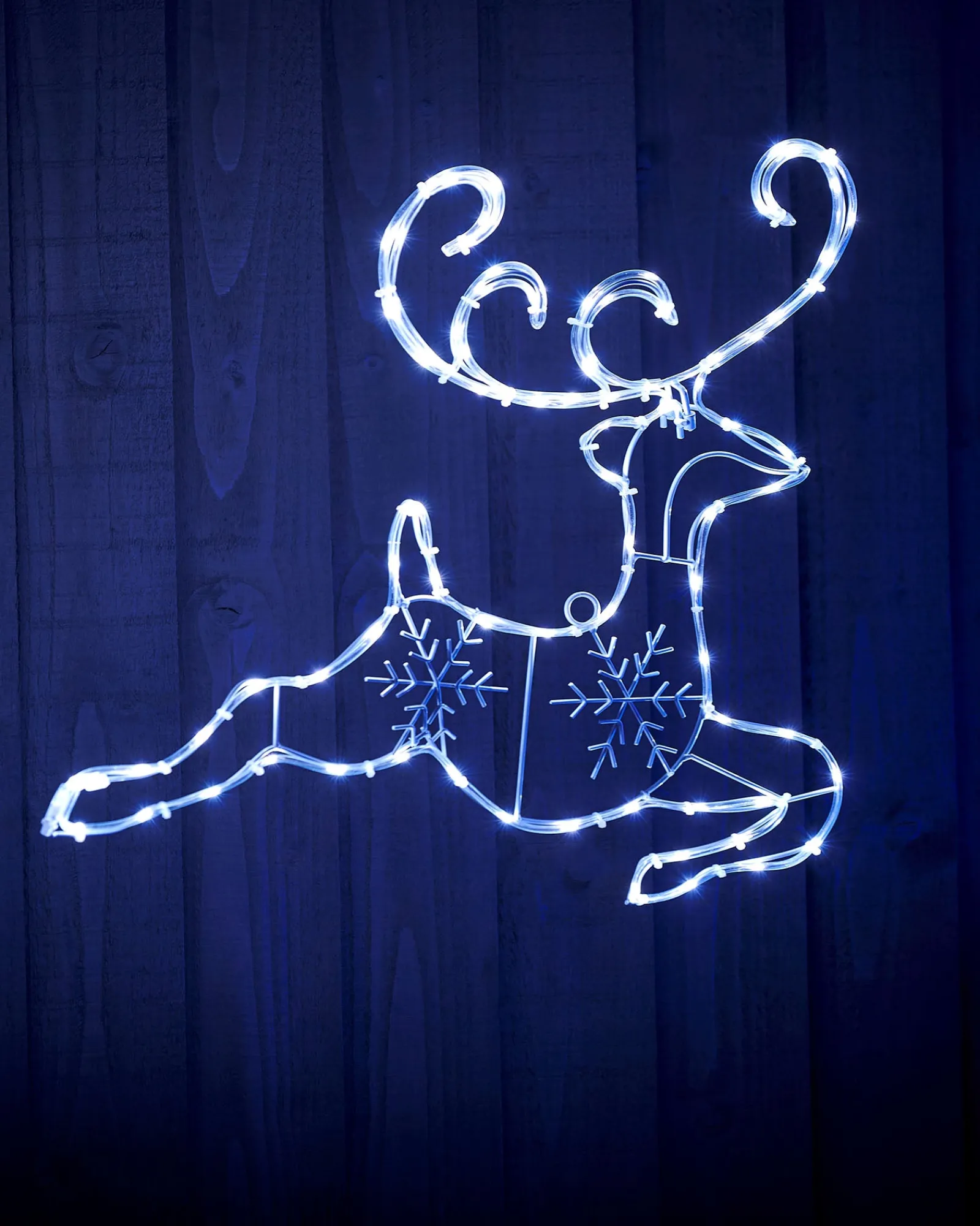 WeRChristmas Santa Sleigh With Reindeer Rope Light Silhouette, 60 Cm