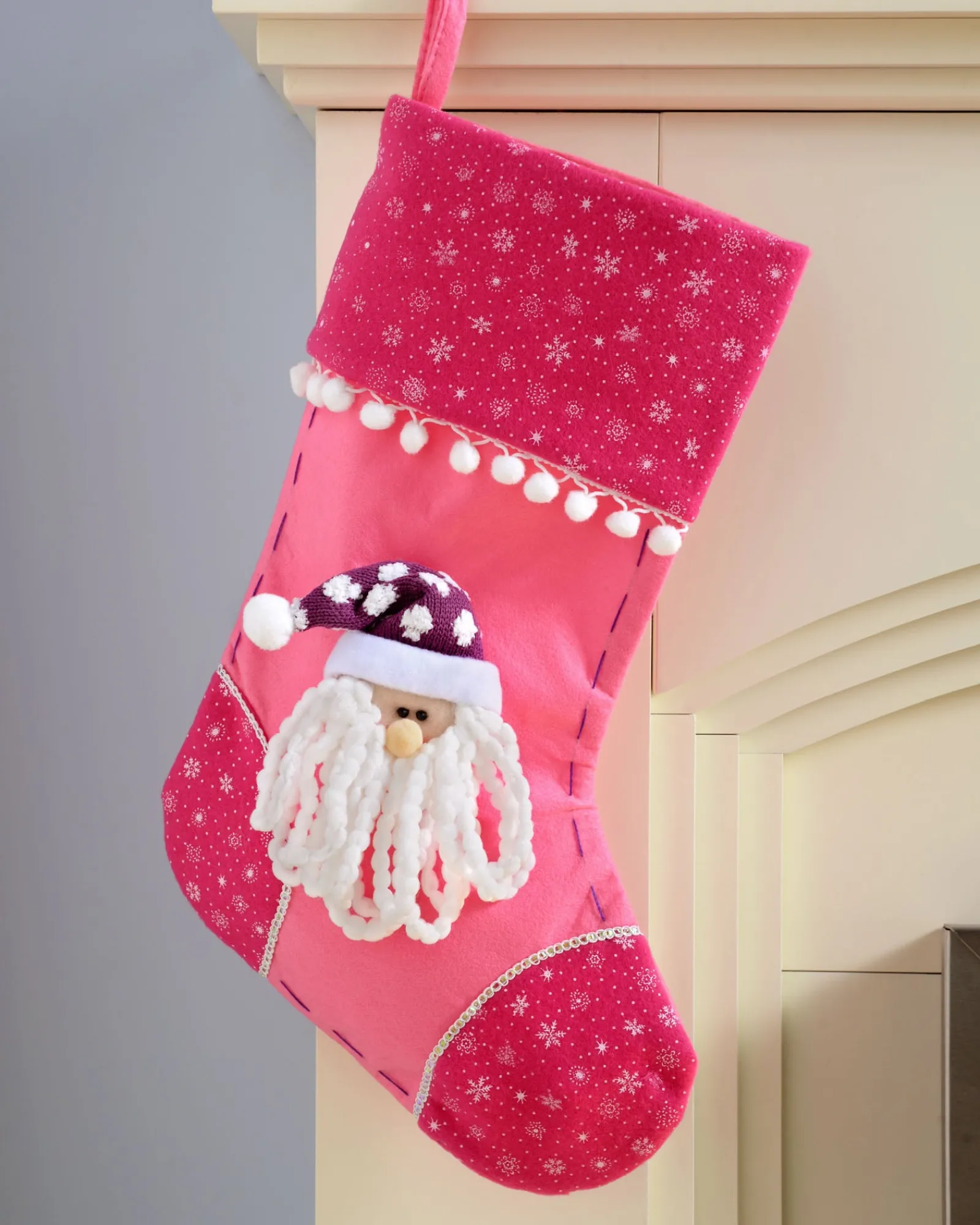 WeRChristmas Santa Stocking, Pink/Purple, 48 Cm