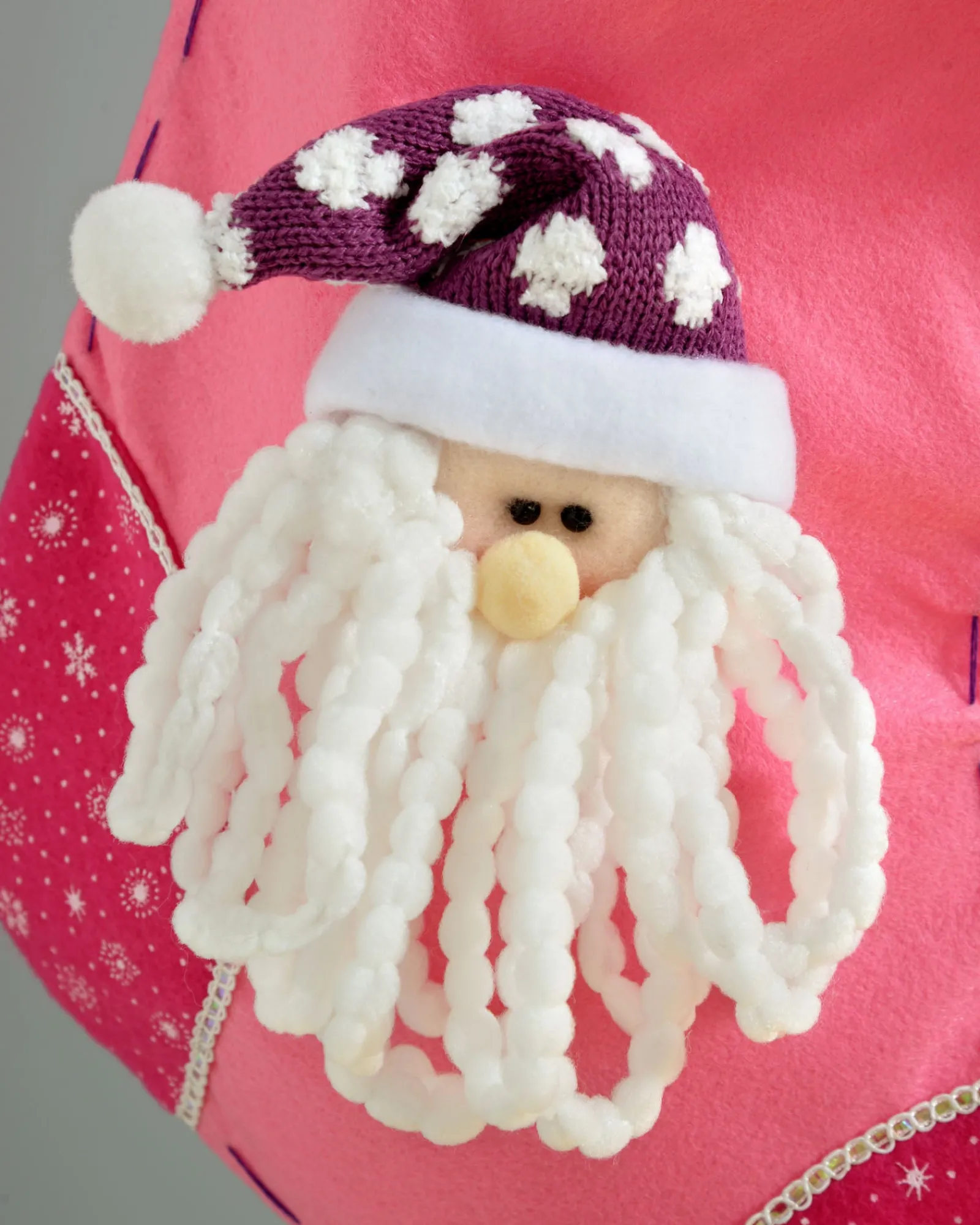 WeRChristmas Santa Stocking, Pink/Purple, 48 Cm