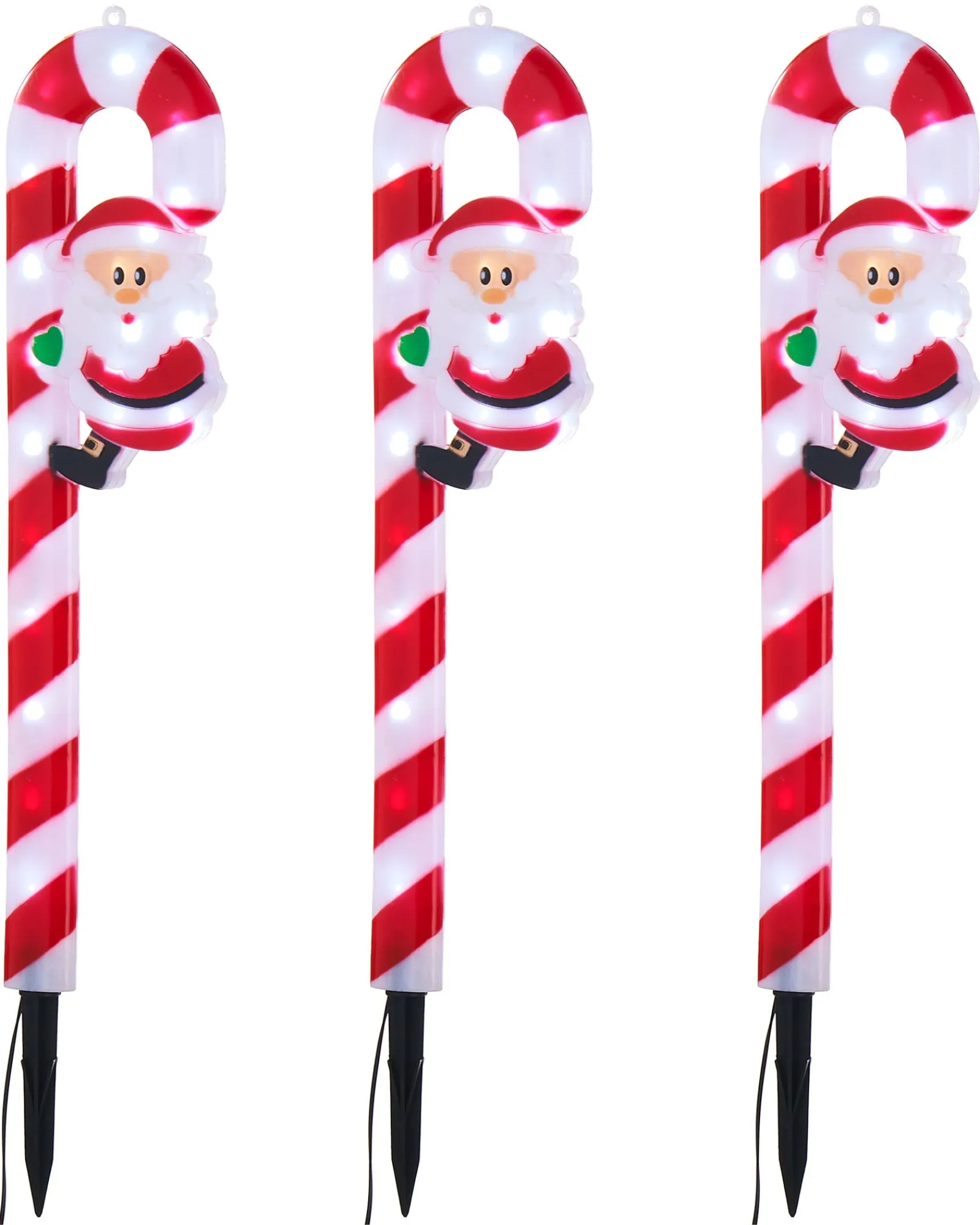 WeRChristmas Set Of 3 Candy Cane Pathway Stake Lights, 60 Cm