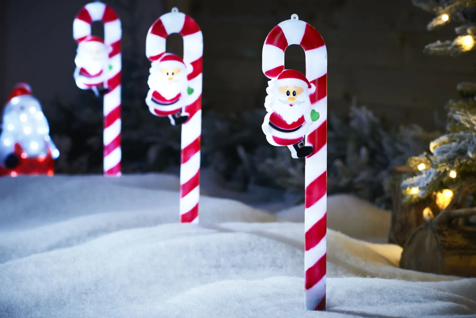 WeRChristmas Set Of 3 Candy Cane Pathway Stake Lights, 60 Cm