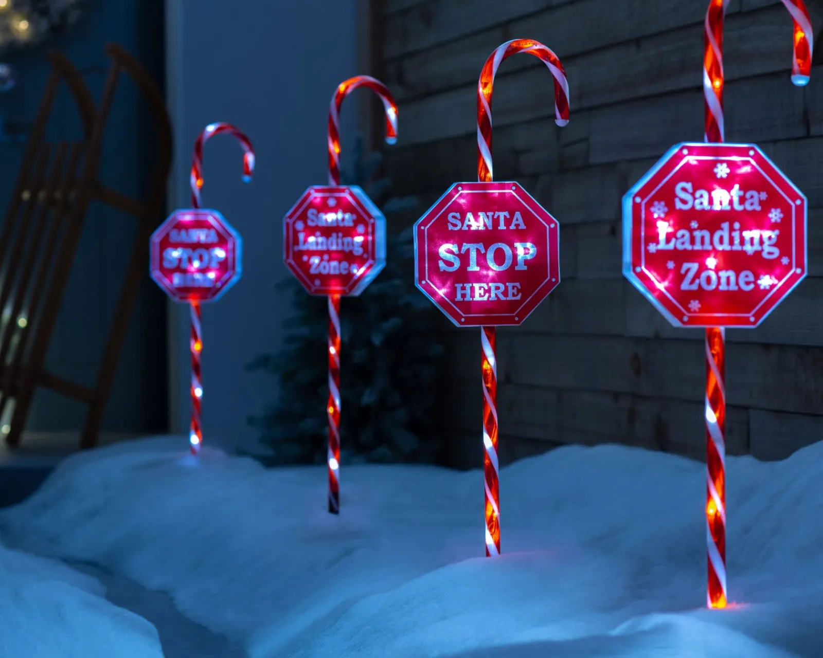 WeRChristmas Set Of 4 Candy Cane Pathway Stake Lights, 80 Cm