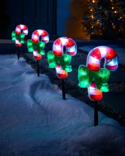 WeRChristmas Set Of 4 Pre-Lit Candy Cane Pathway Lights, 24 Cm