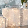 WeRChristmas Set Of 3 Pre-Lit Gift Boxes, White, 25 Cm