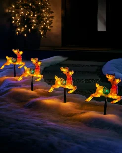 WeRChristmas Set Of 4 Reindeer Silhouette Pathway Stake Lights, 26 Cm