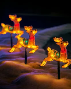 WeRChristmas Set Of 4 Reindeer Silhouette Pathway Stake Lights, 26 Cm