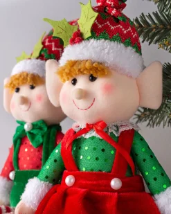WeRChristmas Set Of 2 Sitting Elf Figurines, 46 Cm