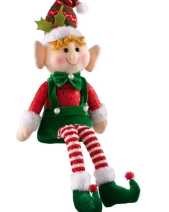 WeRChristmas Set Of 2 Sitting Elf Figurines, 46 Cm