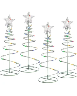 WeRChristmas Set Of 4 Spiral Trees Rope Light Silhouette, 55 Cm