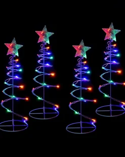 WeRChristmas Set Of 4 Spiral Trees Rope Light Silhouette, 55 Cm