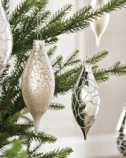 WeRChristmas Silver Glass Baubles, 5 Pack, 15 Cm
