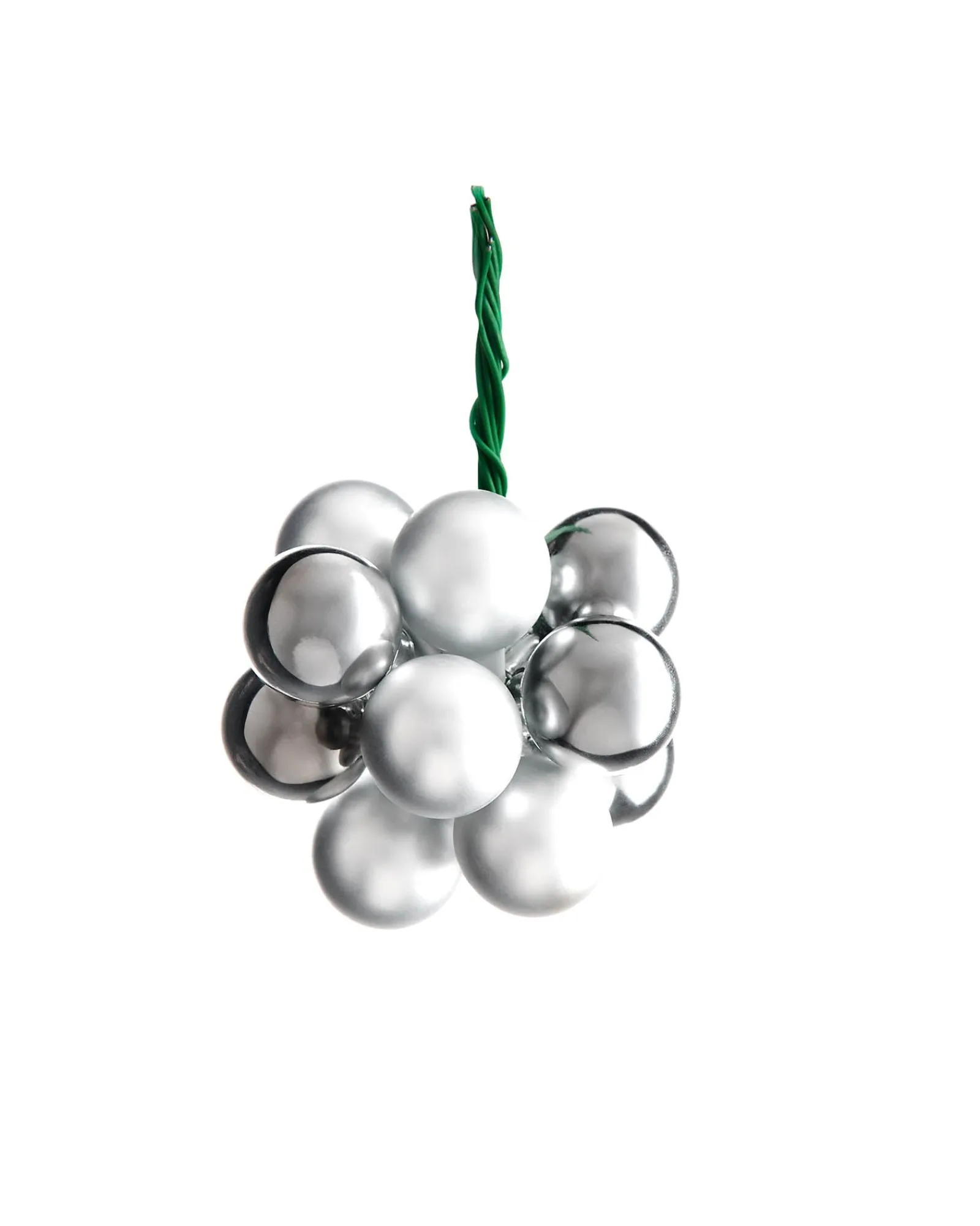 WeRChristmas Silver Glass Berry Cluster Baubles, 10 Pack