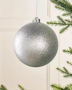 WeRChristmas Silver Large Glitter Shatterproof Bauble, 15 Cm