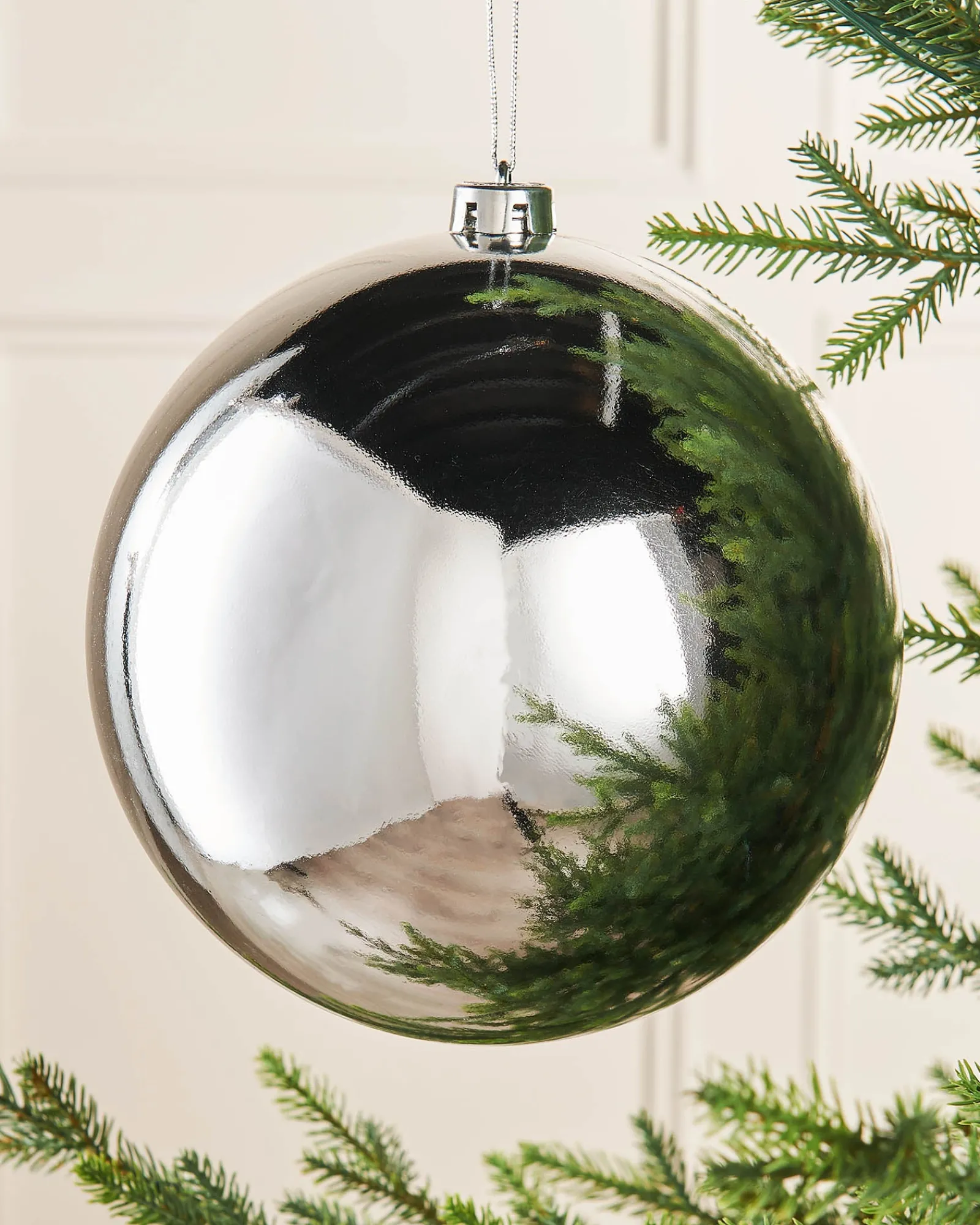 WeRChristmas Silver Large Gloss Shatterproof Bauble, 20 Cm
