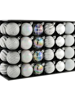 WeRChristmas Silver Shatterproof Baubles, 48 Pack, 6 Cm