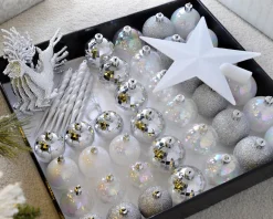 WeRChristmas Silver Shatterproof Baubles Set, 50 Pack