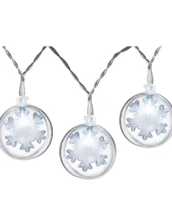 WeRChristmas Snowflake Bauble LED Light String, White, 1.8 M