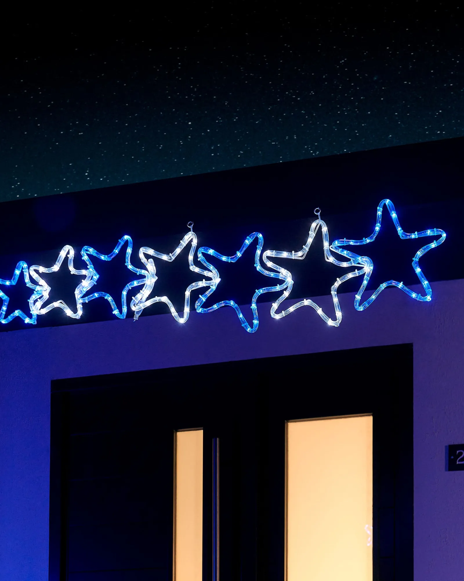 WeRChristmas 7-Star Motif Rope Light Silhouette, White/Blue, 119 Cm