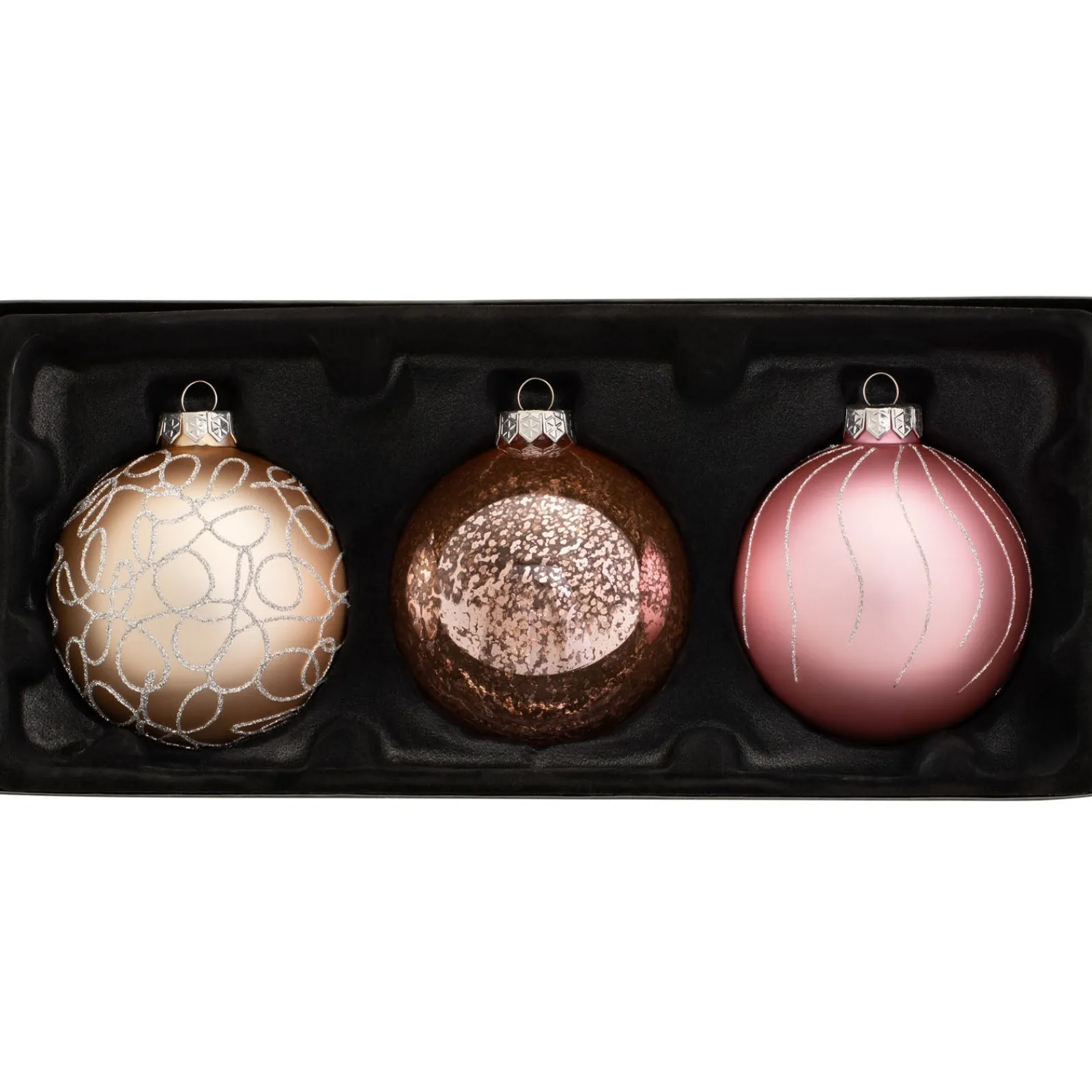 WeRChristmas Sweet Harmony Glass Baubles, 3 Pack, 10 Cm