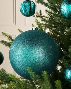 WeRChristmas Teal Large Glitter Shatterproof Bauble, 20 Cm