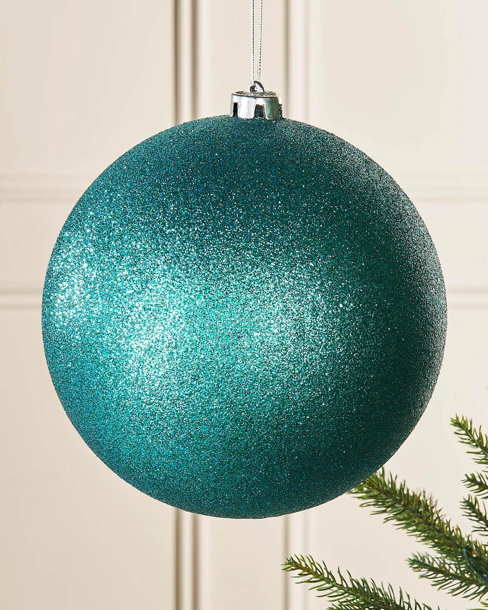 WeRChristmas Teal Large Glitter Shatterproof Bauble, 20 Cm