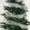 WeRChristmas Transparent Mesh With Thin Striped Silver Foil, 9 M