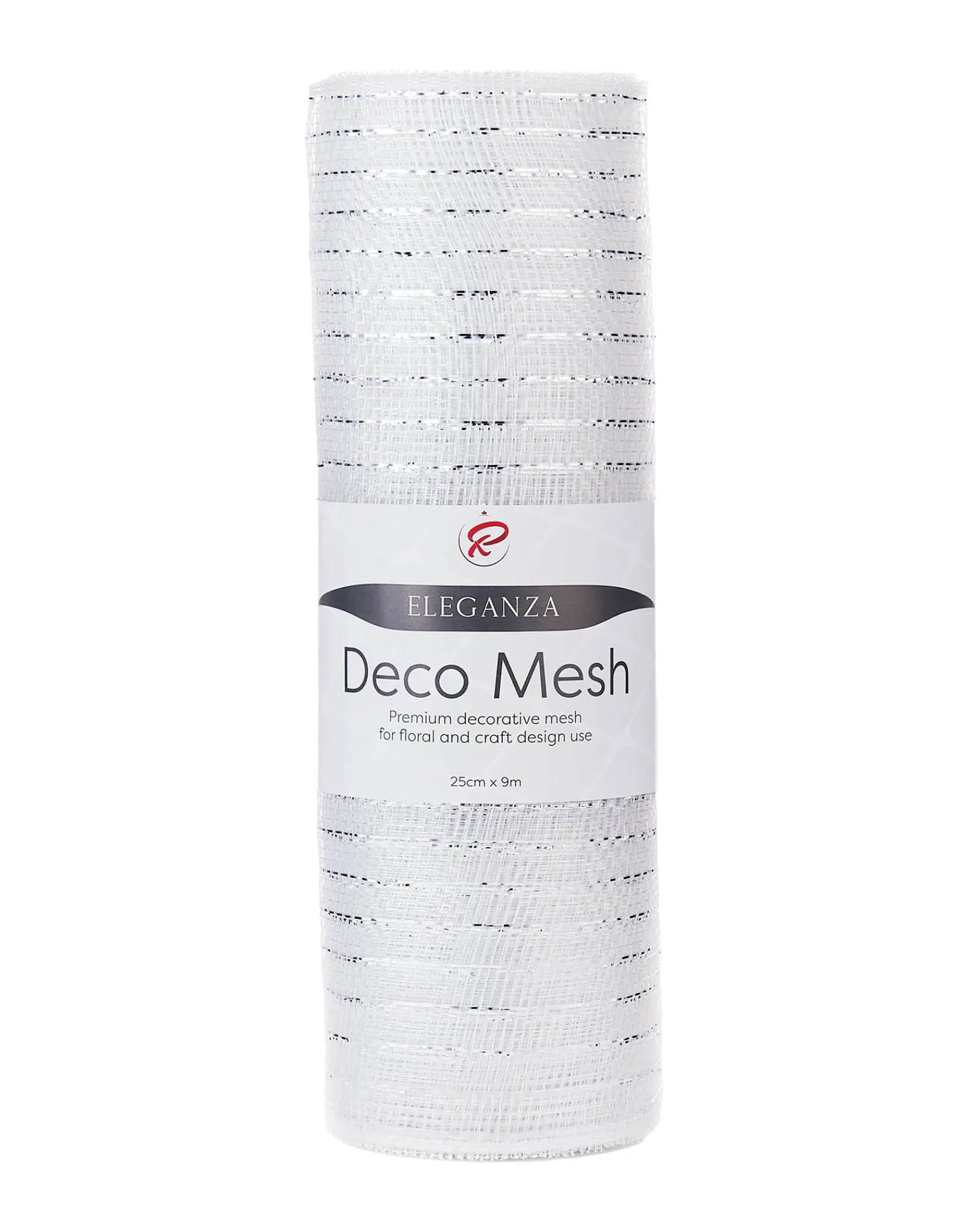 WeRChristmas Transparent Mesh With Thin Striped Silver Foil, 9 M