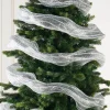 WeRChristmas Transparent Mesh With Thick Striped Silver Foil, 9 M
