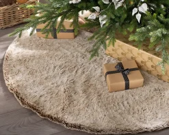 WeRChristmas Two Tones Fur Tree Skirt, Brown, 120 Cm