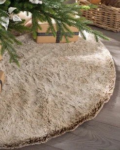 WeRChristmas Two Tones Fur Tree Skirt, Brown, 120 Cm