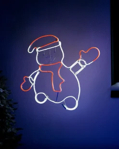 WeRChristmas Waving Snowman Neon Rope Light Silhouette, 72 Cm