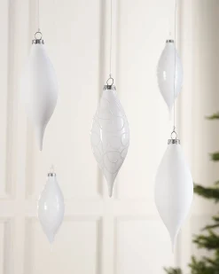 WeRChristmas White Glass Baubles, 5 Pack, 15 Cm