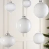 WeRChristmas White Glass Baubles, 6 Pack, 10 Cm