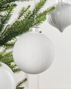 WeRChristmas White Glass Baubles, 6 Pack, 10 Cm