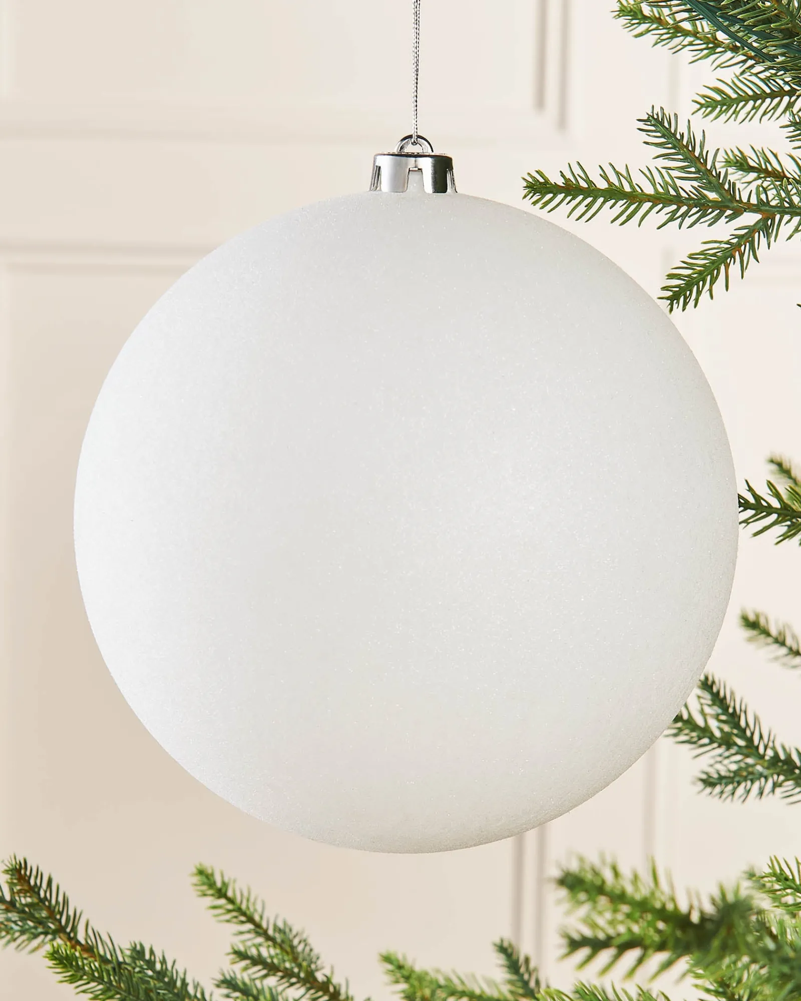WeRChristmas White Large Glitter Shatterproof Bauble, 20 Cm