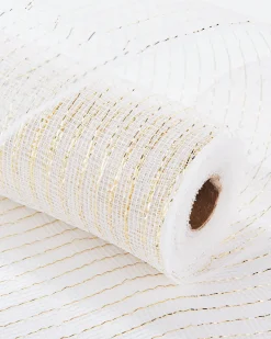 WeRChristmas White Mesh With Pale Gold Foil, 9 M