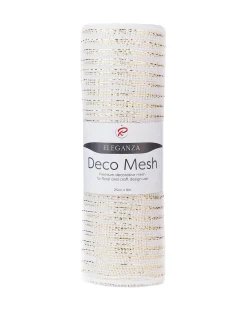 WeRChristmas White Mesh With Pale Gold Foil, 9 M