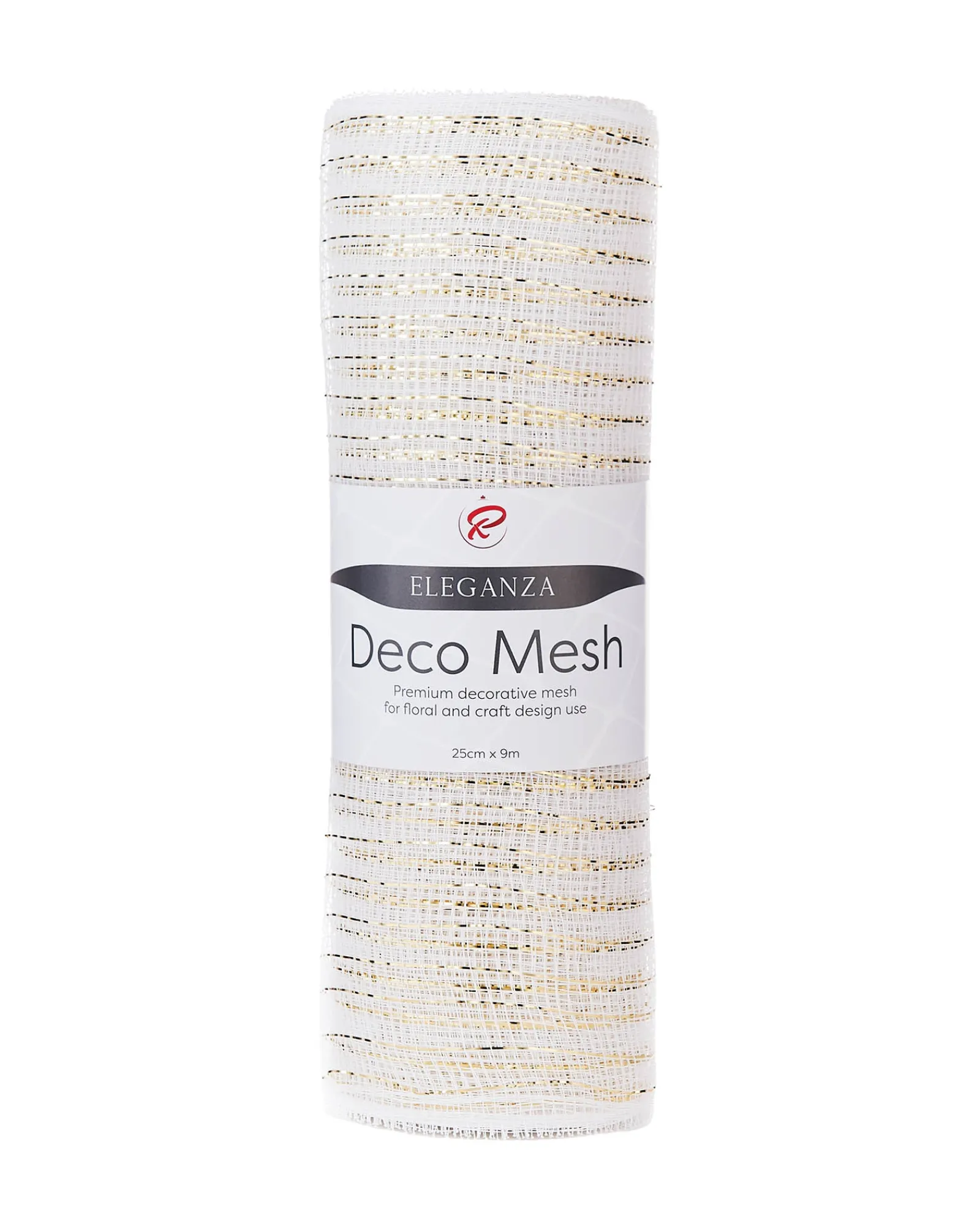 WeRChristmas White Mesh With Pale Gold Foil, 9 M