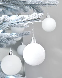 WeRChristmas White Shatterproof Bauble, 50 Pack