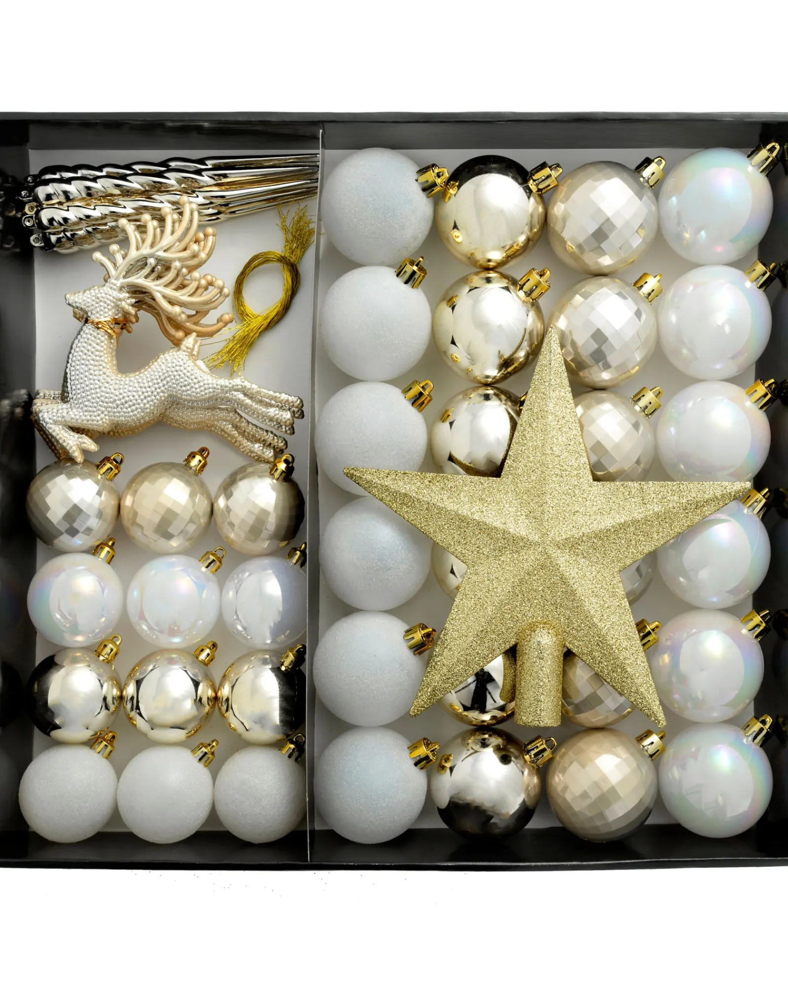 WeRChristmas White/Gold Shatterproof Baubles Set, 50 Pack